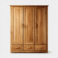 Kleiderschrank 3 Türen 3 Schubladen Eiche natur Massivholz 150 x 60 x 200 cm rechteckig