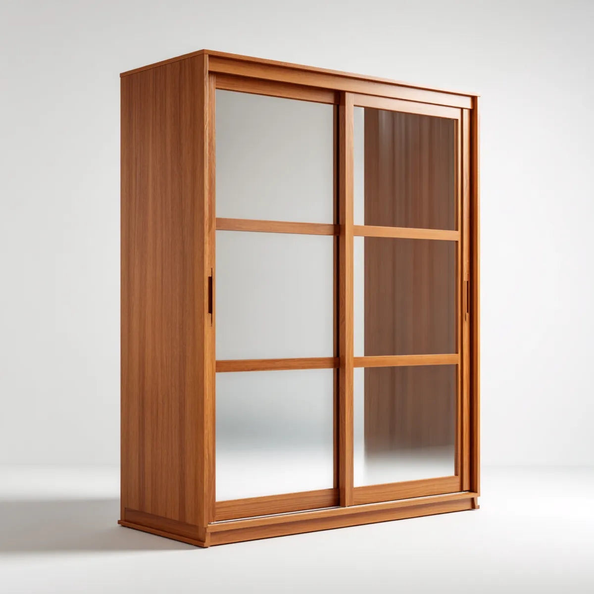 Schiebetürenschrank Walnussbraun 180 x 60 x 200 cm mit Spiegelglas und MDF