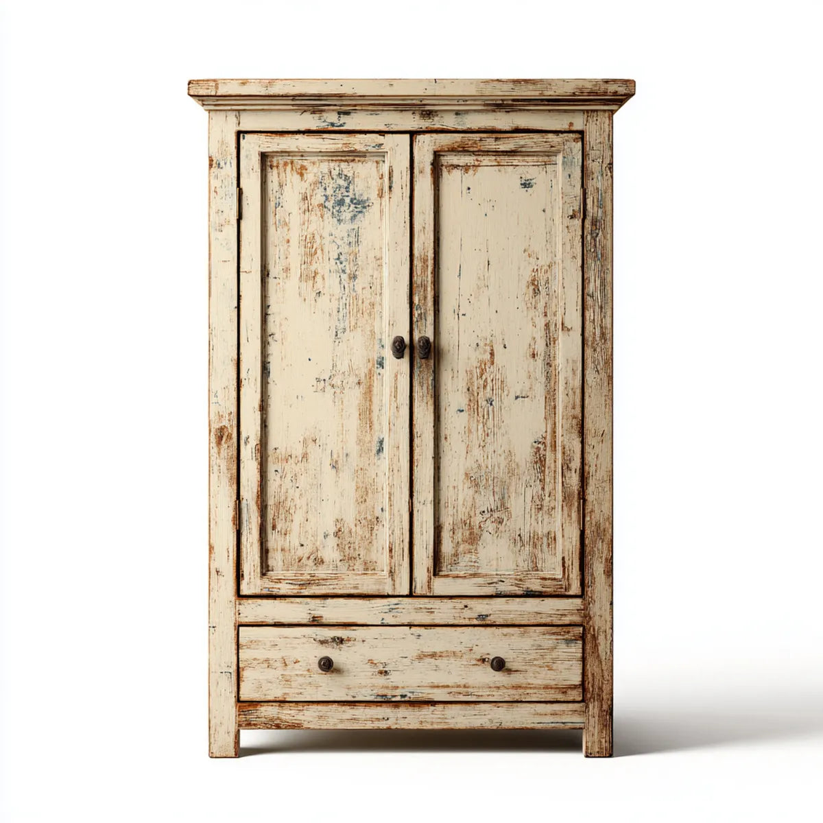 Kleiderschrank 2 Türen 1 Schublade Creme 100 x 50 x 190 cm Massivholz Rechteckig