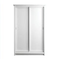 Kleiderschrank mit 2 Schiebetüren Weiß 120 x 60 x 195 cm Kiefernholz und Spanplatte Rechteckig