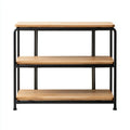 Standregal mit 3 Ablagen Natur Schwarz 90 x 35 x 90 cm Bambus Stahl Rechteckig