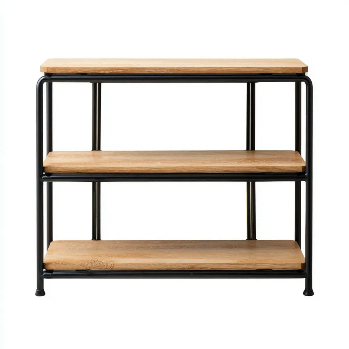 Standregal mit 3 Ablagen Natur Schwarz 90 x 35 x 90 cm Bambus Stahl Rechteckig