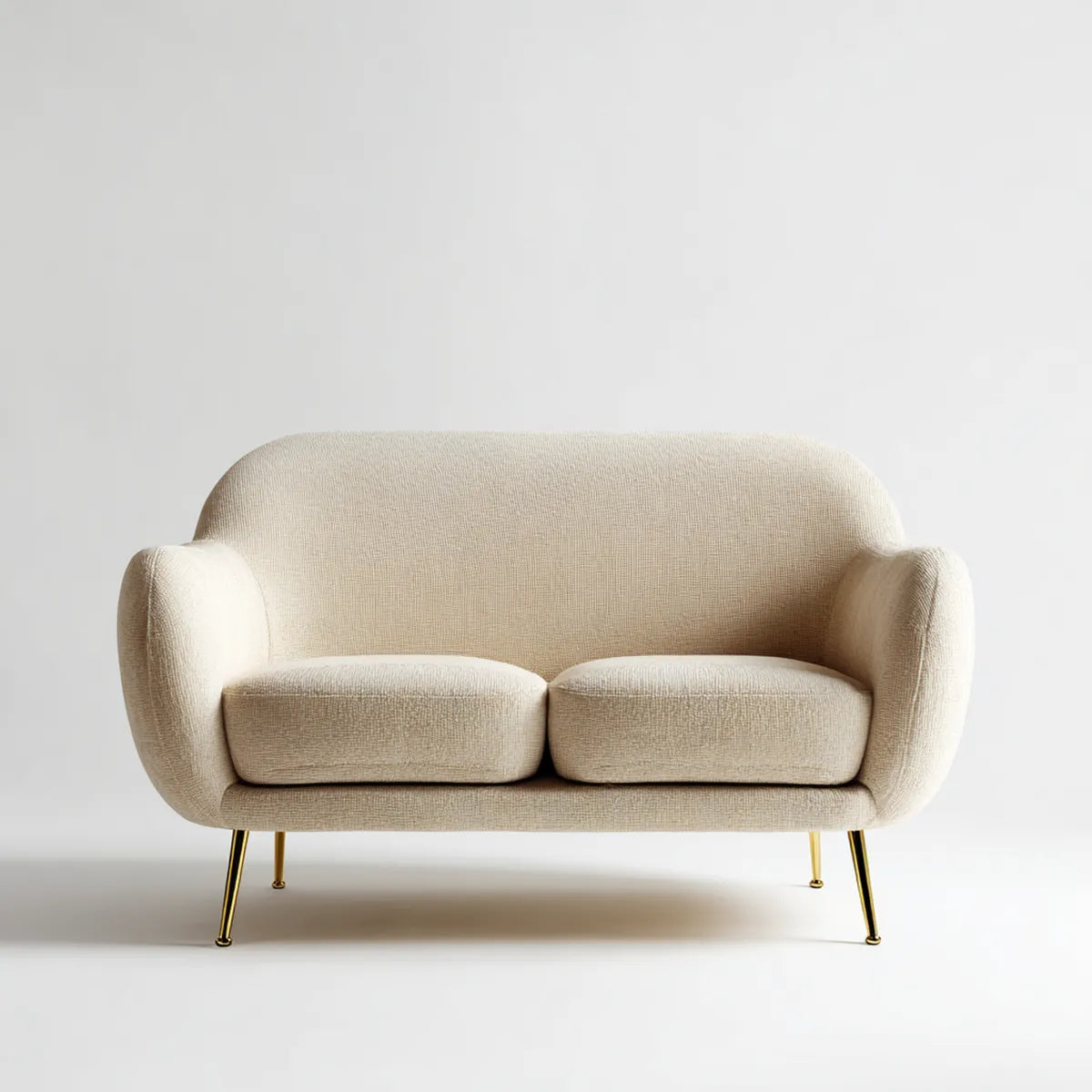 2-Sitzer Sofa Creme 150 x 85 x 82 cm Polyesterbezug mit Stahlbeinen geschwungen