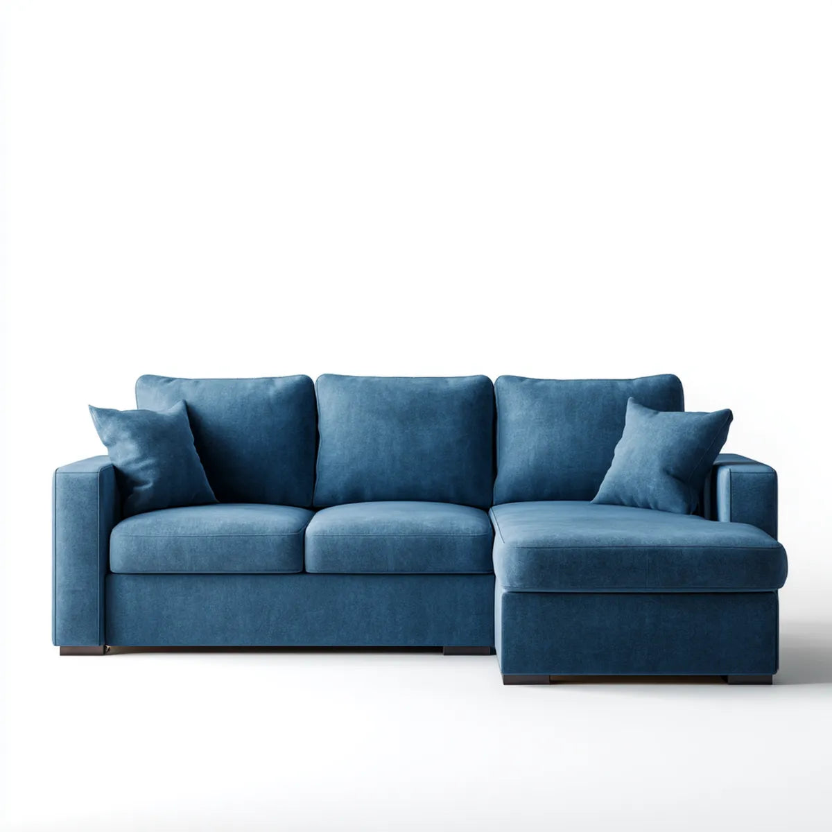 Ecksofa mit Recamiere rechts Blau 250 x 160 x 85 cm Polyester-Samt L-Form