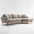 Ecksofa mit Recamiere Taupe 250 x 160 x 85 cm Polyesterbezug Massivholzfüße L-Form
