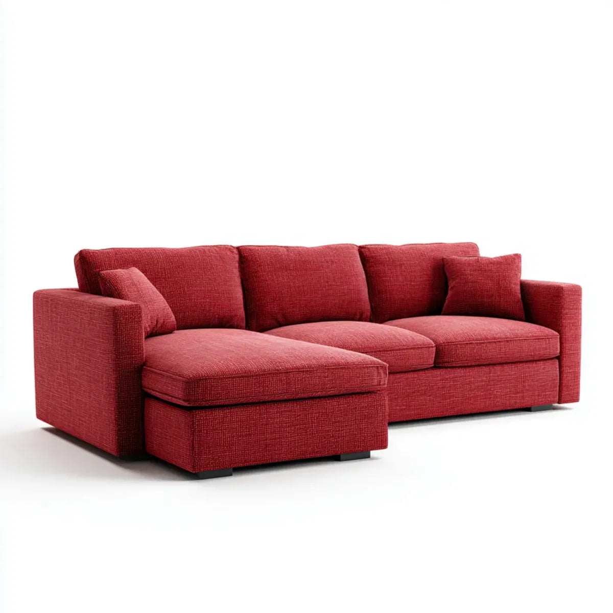 Ecksofa mit Recamiere links Bordeauxrot 260 x 160 cm Polyester L-Form