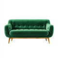3-Sitzer Sofa Grün 200 x 85 x 86 cm mit Polyester-Samtbezug und Massivholzfüßen geschwungene Form