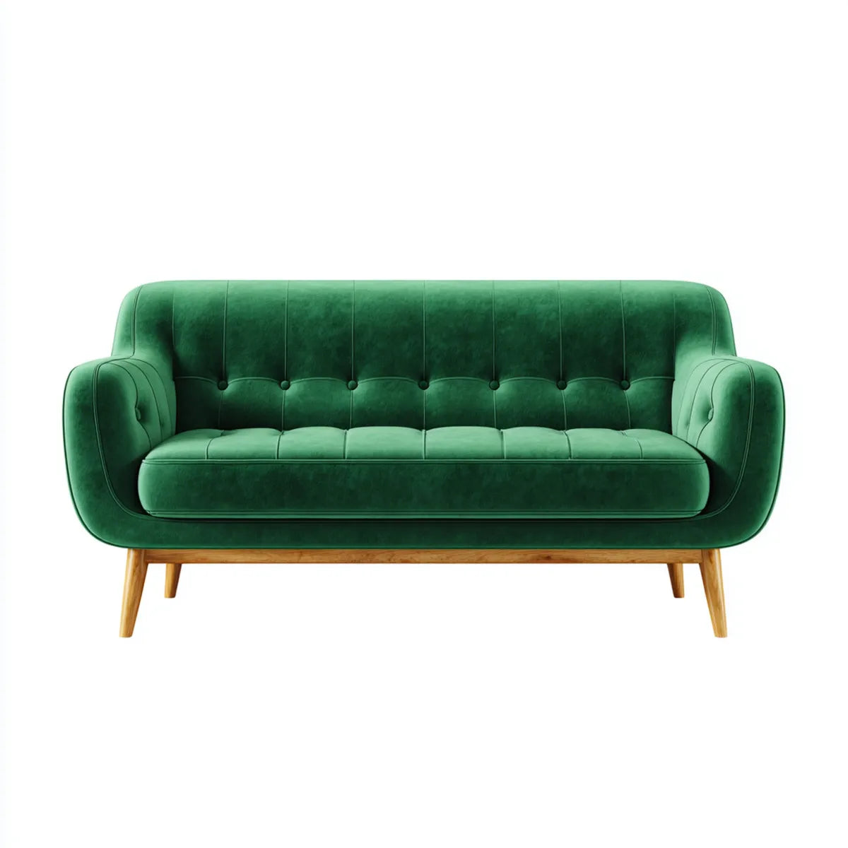 3-Sitzer Sofa Grün 200 x 85 x 86 cm mit Polyester-Samtbezug und Massivholzfüßen geschwungene Form