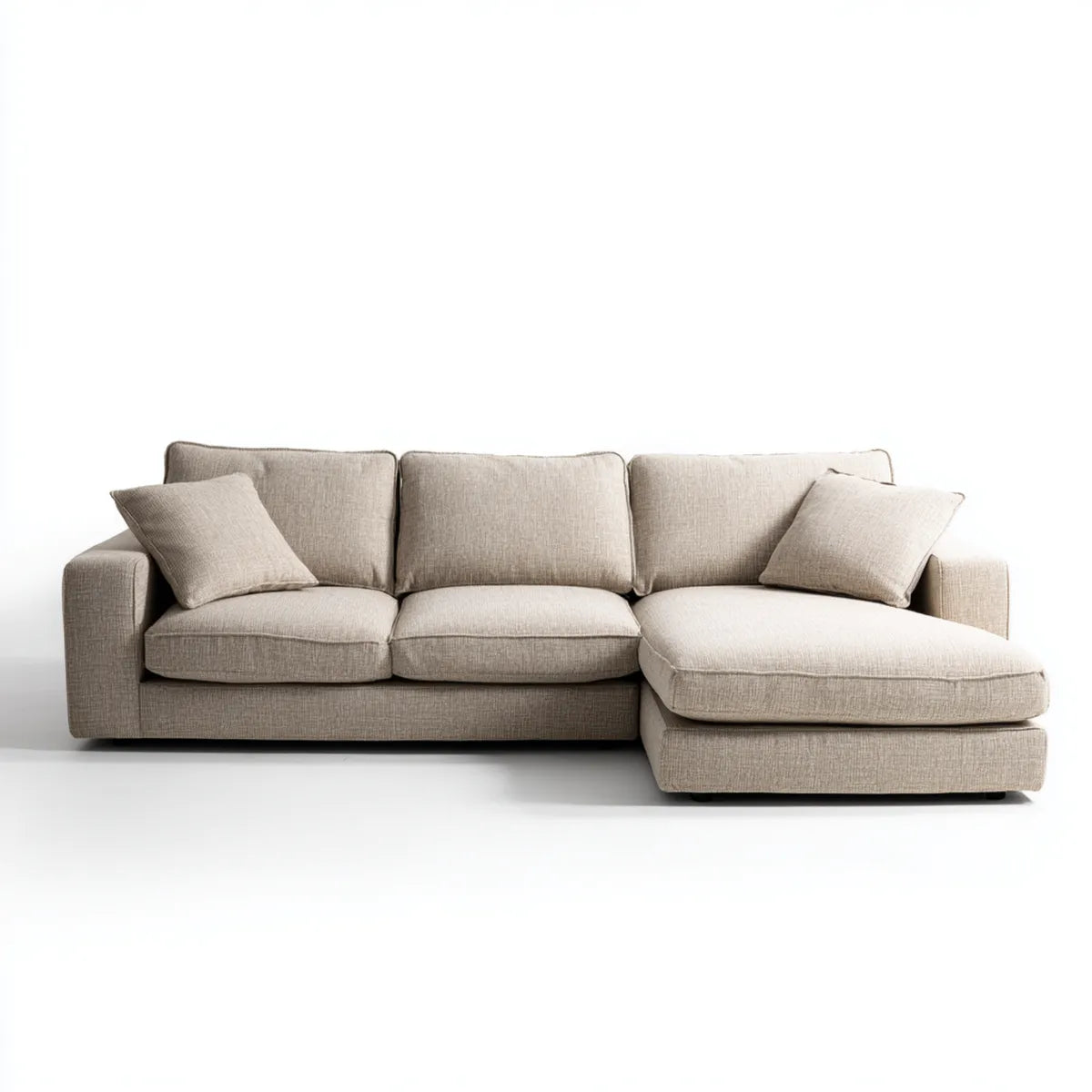 Ecksofa mit Recamiere rechts Beige 280 x 165 x 85 cm Polyester Rechteckig