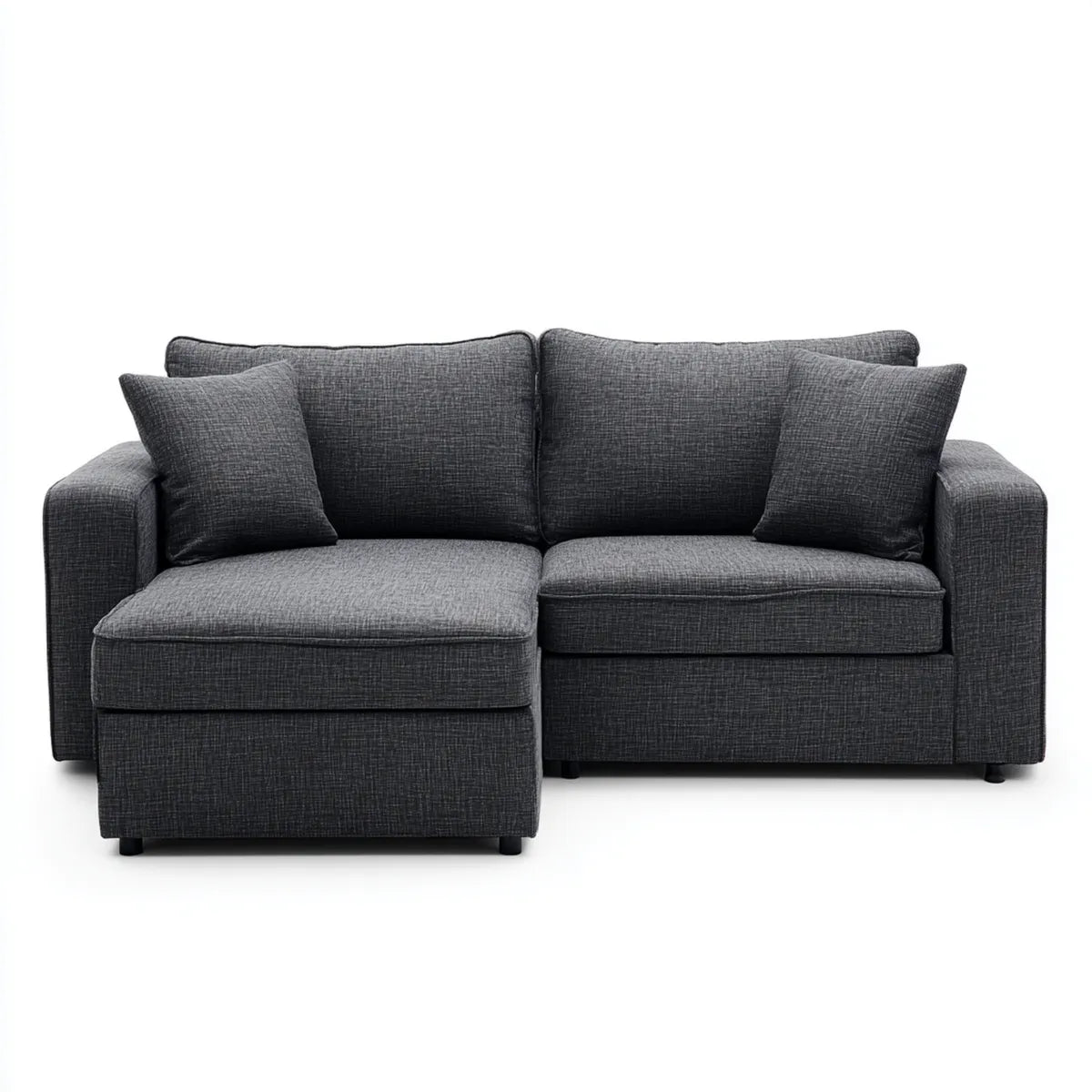2-Sitzer Ecksofa mit linker Recamiere Dunkelgrau 200 x 140 x 85 cm Polyester Rechteckform