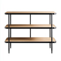 Standregal mit 3 Ablagen Natur Schwarz 120 x 35 x 90 cm MDF Stahl rechteckig