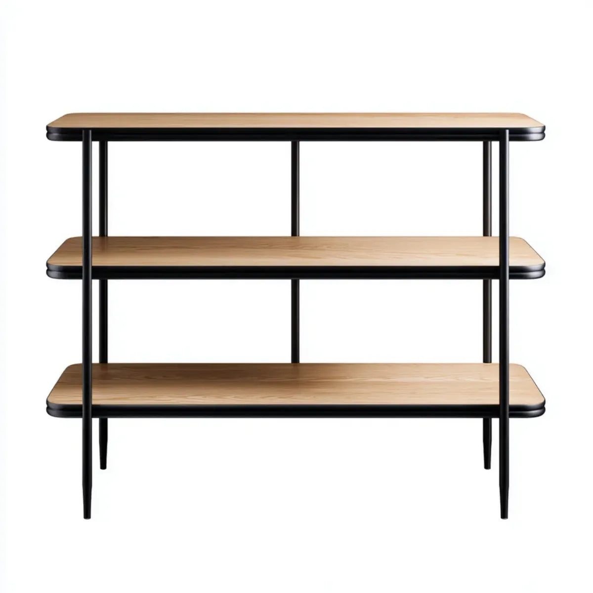 Standregal mit 3 Ablagen Natur Schwarz 120 x 35 x 90 cm MDF Stahl rechteckig