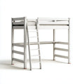 Kinder Hochbett Weiß 90 x 200 cm Massivkiefer Rechteckig mit Leiter