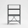 Standregal Schwarz 60 x 35 x 150 cm aus pulverbeschichtetem Stahl rechteckig mit 3 Ablagen