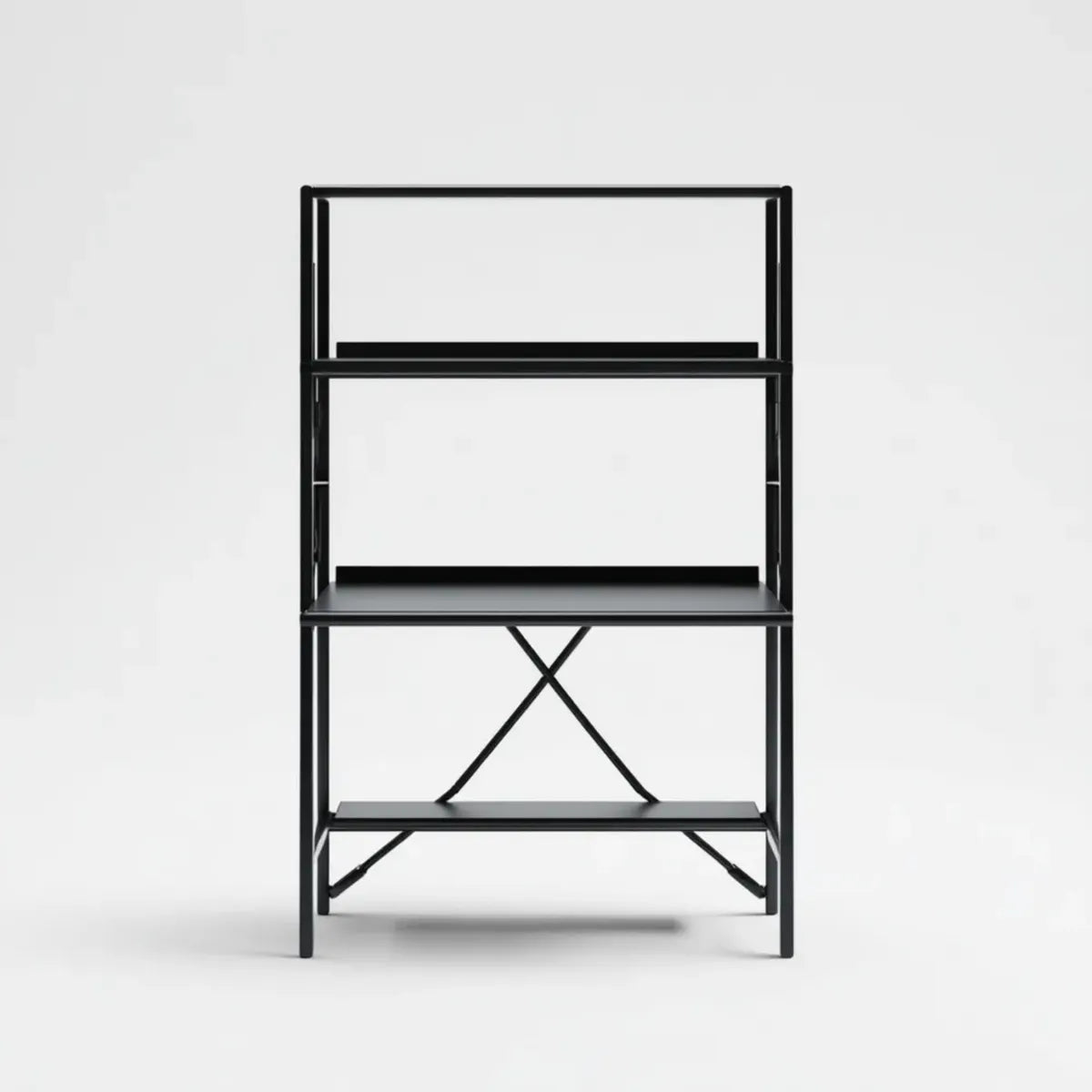 Standregal Schwarz 60 x 35 x 150 cm aus pulverbeschichtetem Stahl rechteckig mit 3 Ablagen