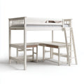 Kinderhochbett mit Schreibtisch und 2 Hockern Weiß 90 x 200 cm Kiefernholz Rechteckig