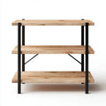 Standregal 3 Ebenen Natur Schwarz 100 x 30 x 90 cm Kiefer Massivholz Rechteckig
