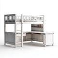Kinder Hochbett mit Schreibtisch Weiß 90 x 200 cm Kiefer Massivholz Rechteckig 208 x 100 x 180 cm