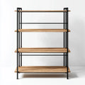 Standregal Lagerregal Naturbraun Schwarz 90 x 40 x 180 cm mit 4 Regalböden aus Spanplatte und Stahl