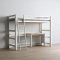 Hochbett mit Schreibtisch Weiß 90 x 200 cm Kiefer Massivholz rechteckig 207 x 98 x 180 cm